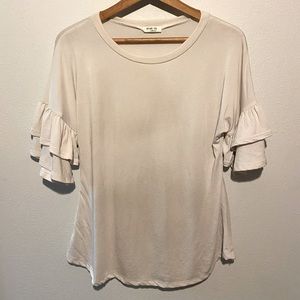 Cream ruffle sleeve top